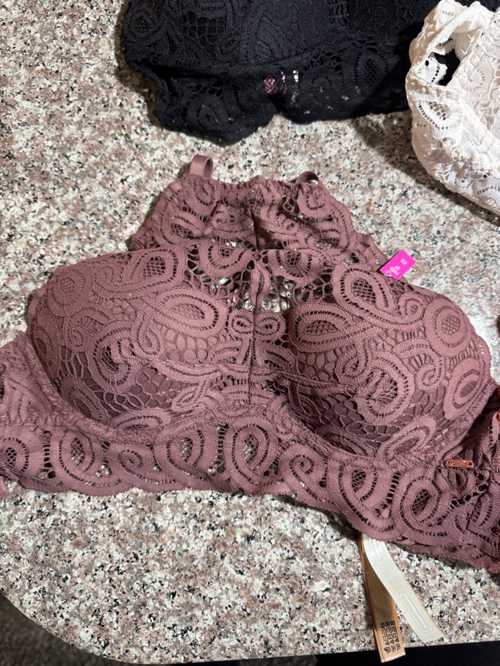Lace High-Neck Bralette - Assorted Colors PRICE IS FOR ALL BULK TOGETHER! - Picture 2 of 7